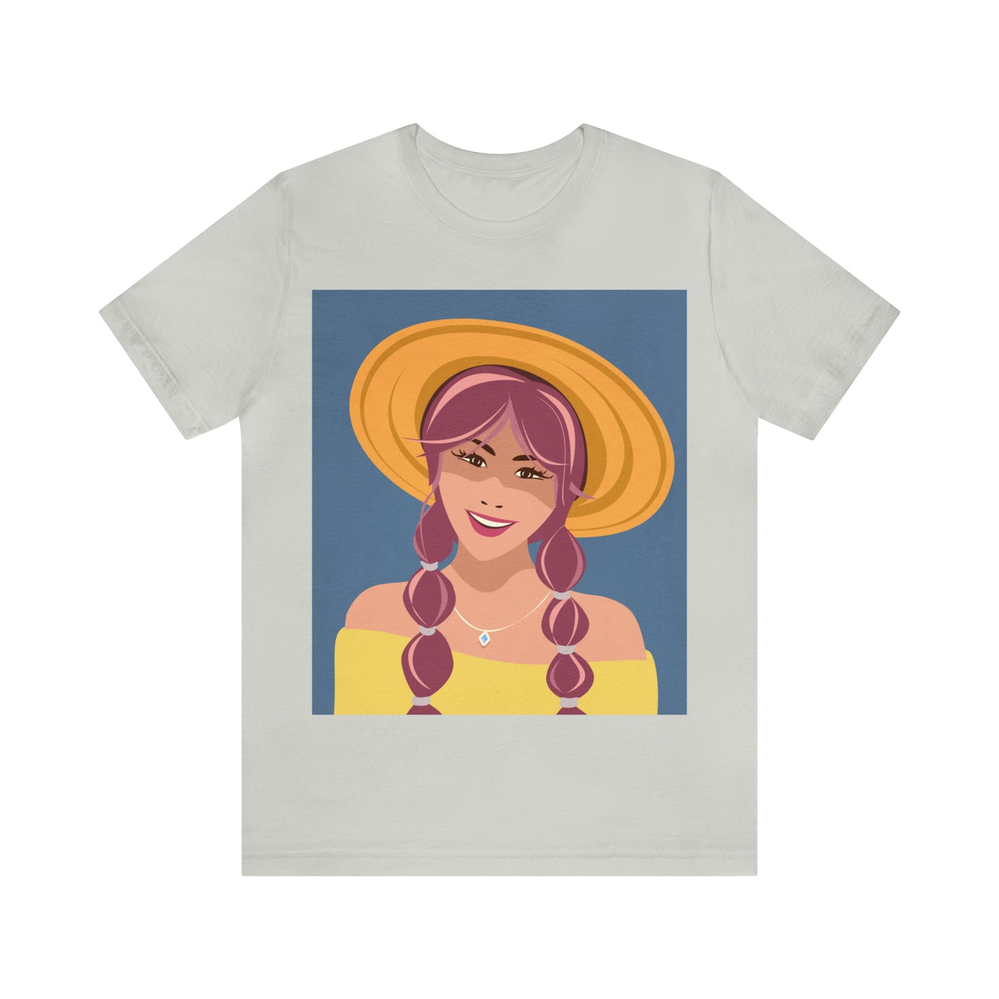 Happy Woman with Rose Hair Aesthetic Art Unisex Jersey Short Sleeve T-Shirt