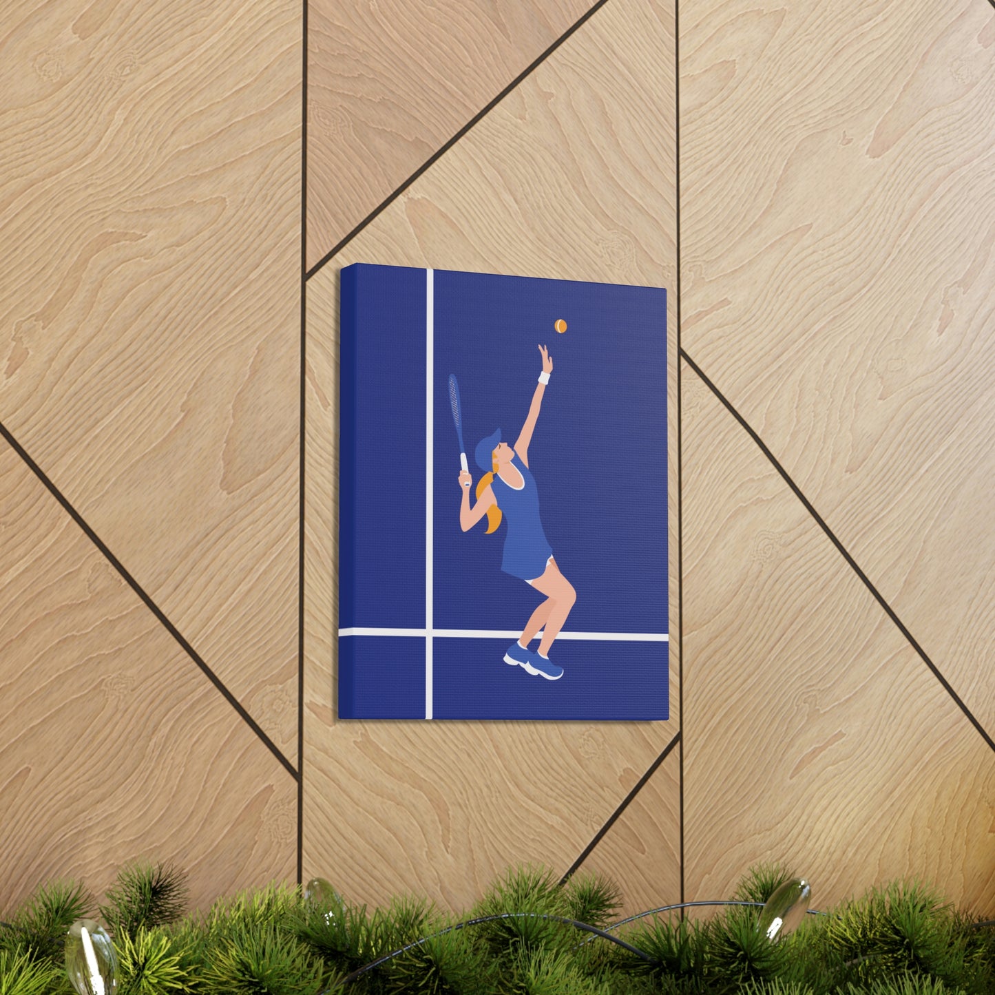 Tennis Player Blue Art Sports Team Classic Art Canvas Gallery Wraps