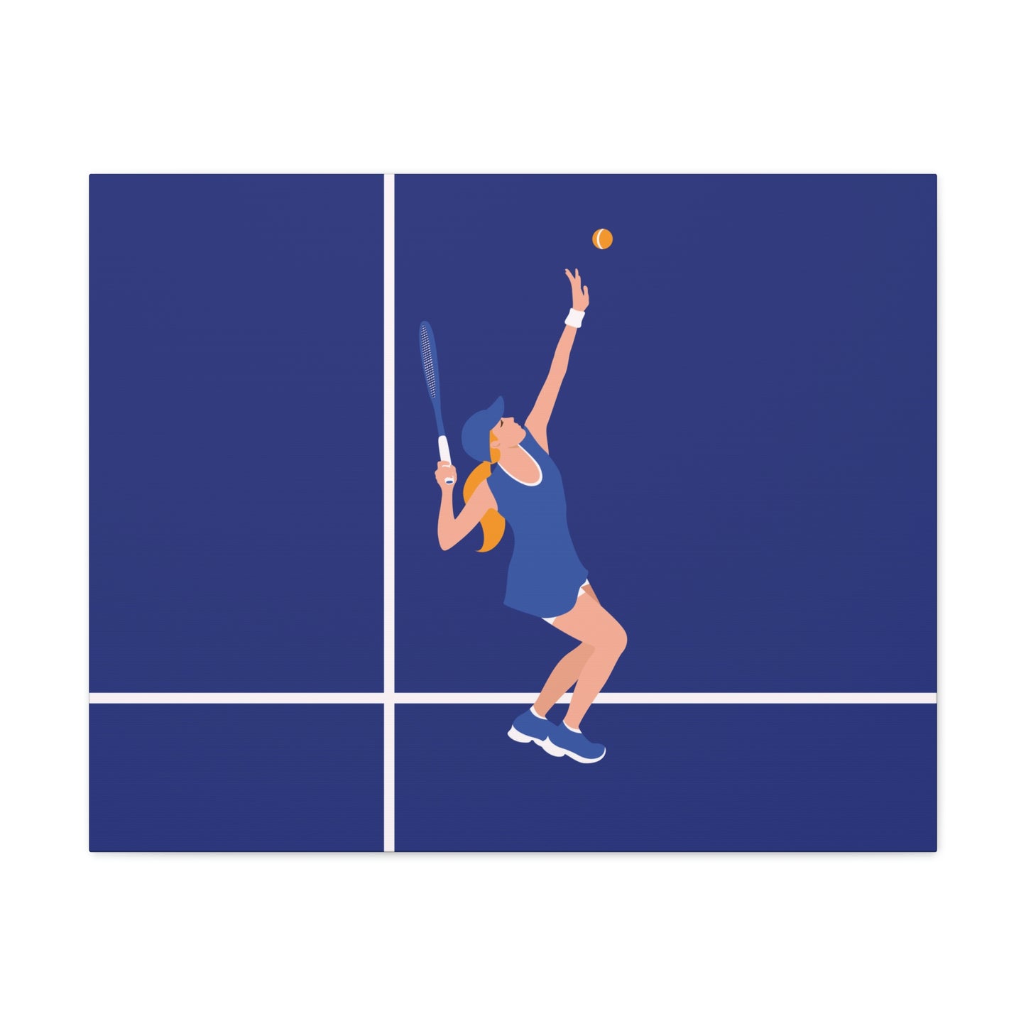 Tennis Player Blue Art Sports Team Classic Art Canvas Gallery Wraps