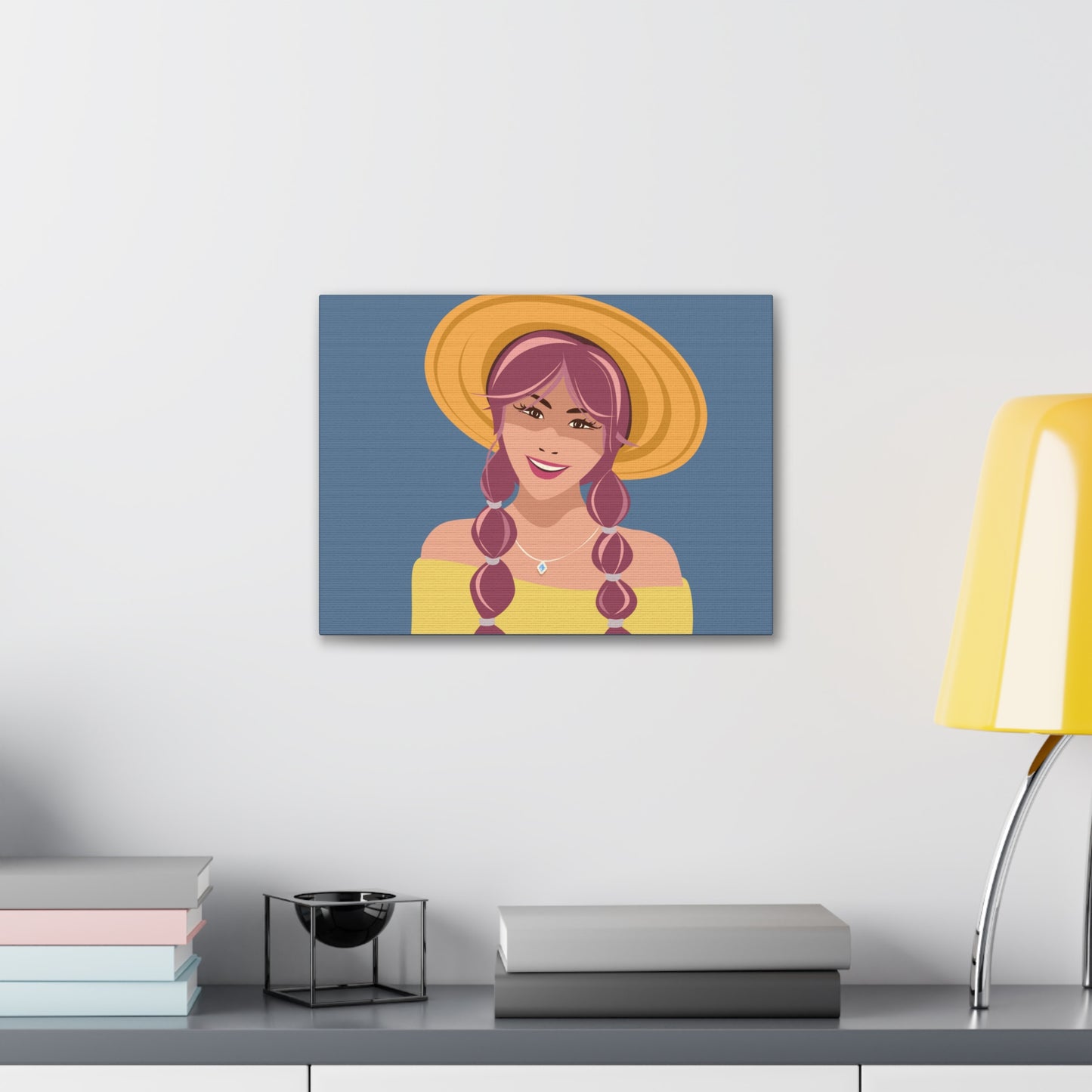 Happy Woman with Rose Hair Aesthetic Art Canvas Gallery Wraps