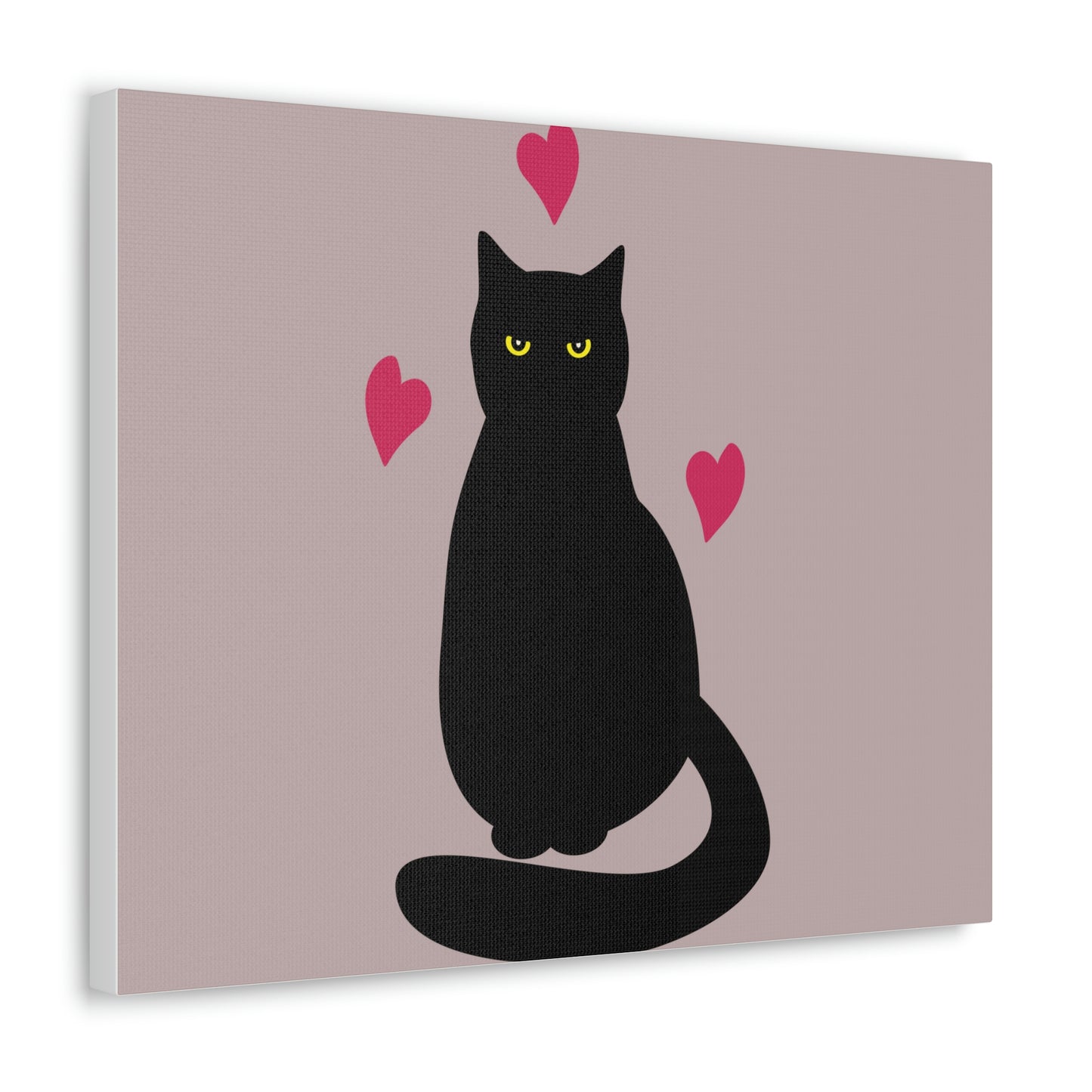 Black Cat with Heart Love Aesthetic Classic Art Canvas Gallery Wraps