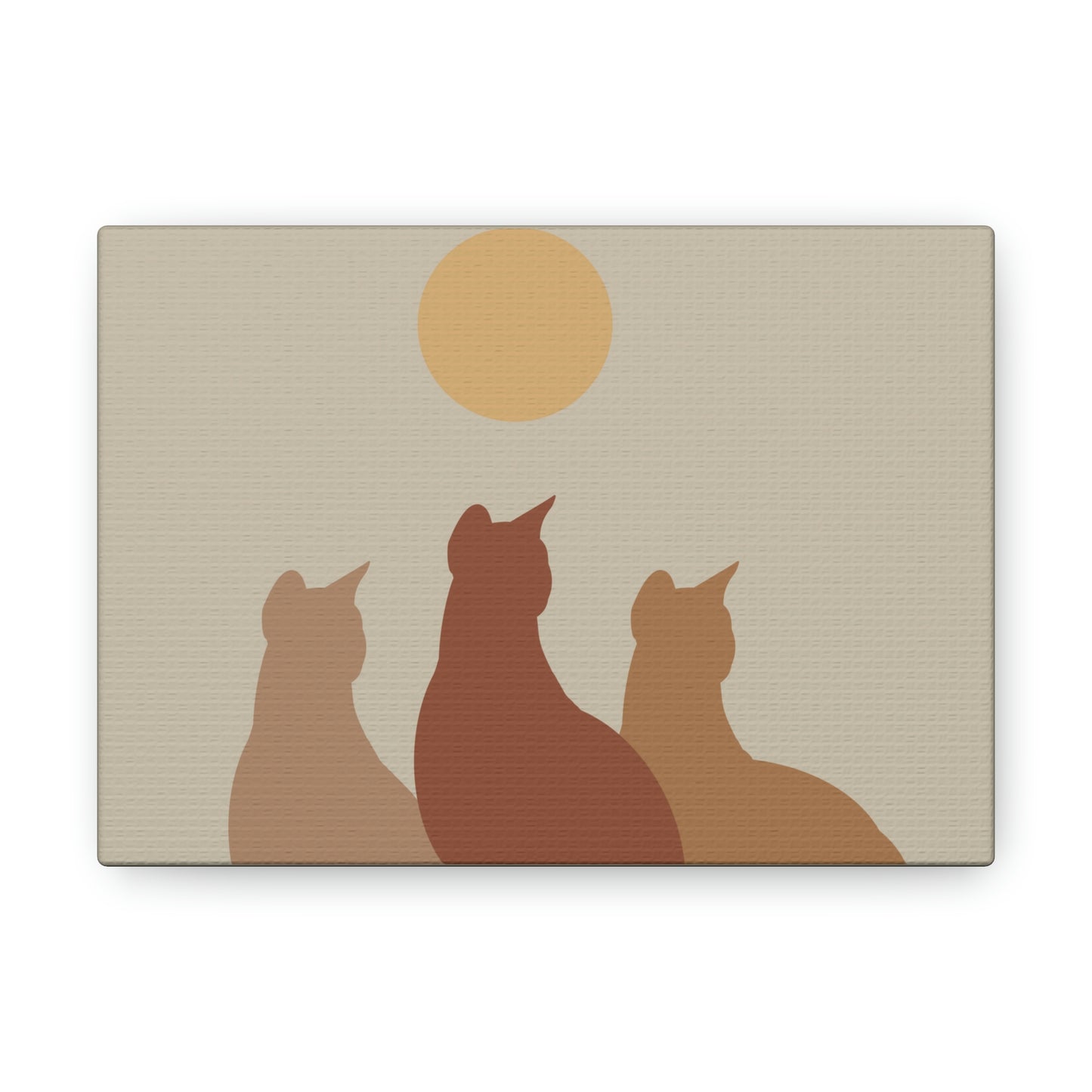 Abstract Boho Cats Relaxed Aesthetic Beige Minimalist Classic Art Canvas Gallery Wraps