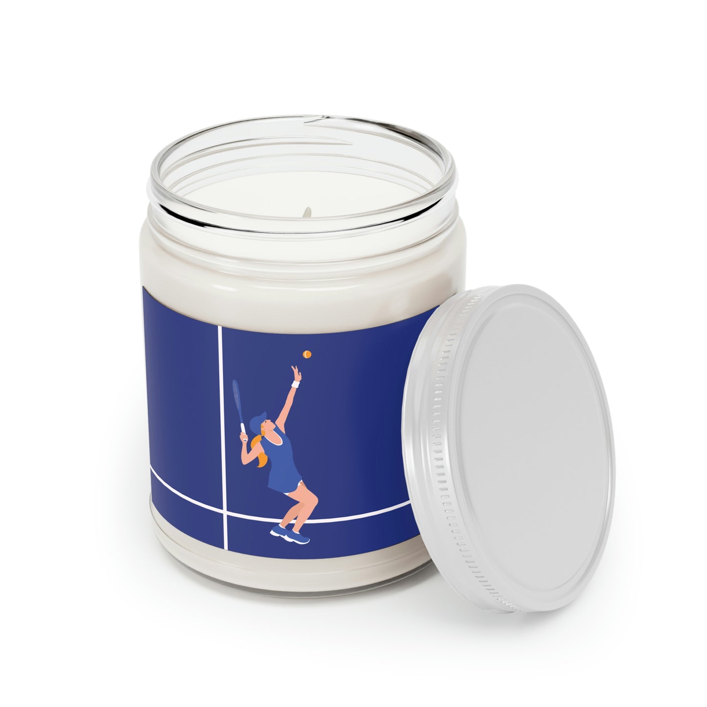 Tennis Player Blue Art Sports Team Scented Candle Up to 60hSoy Wax 9oz