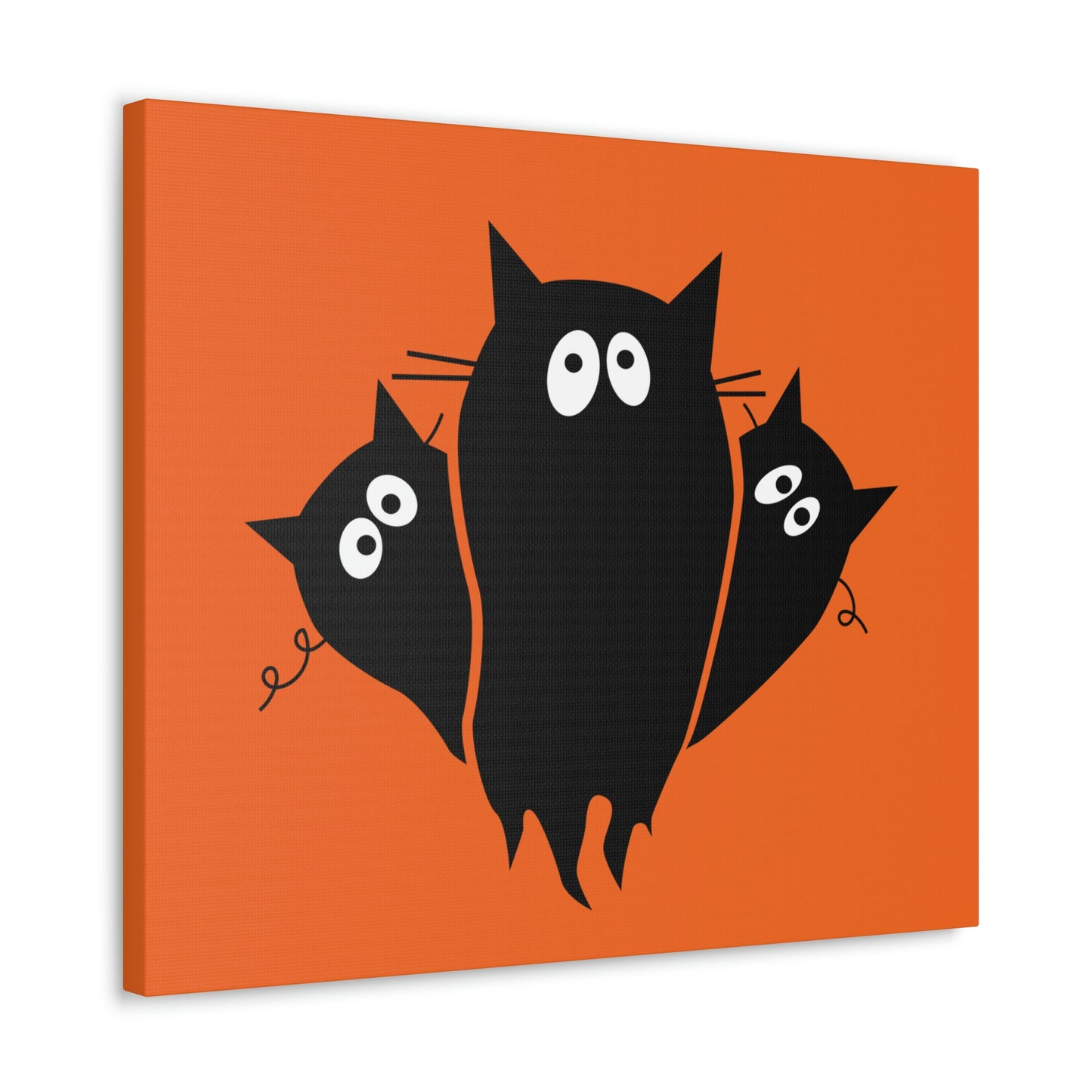 Funny Black Cats Lovers Watching Eyes Cartoon Halloween Meme Aesthetic Classic Art Canvas Gallery Wraps