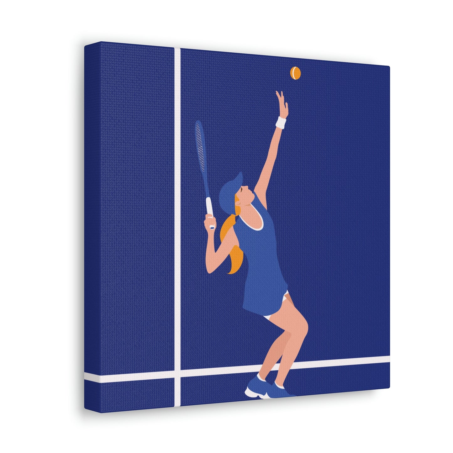 Tennis Player Blue Art Sports Team Classic Art Canvas Gallery Wraps