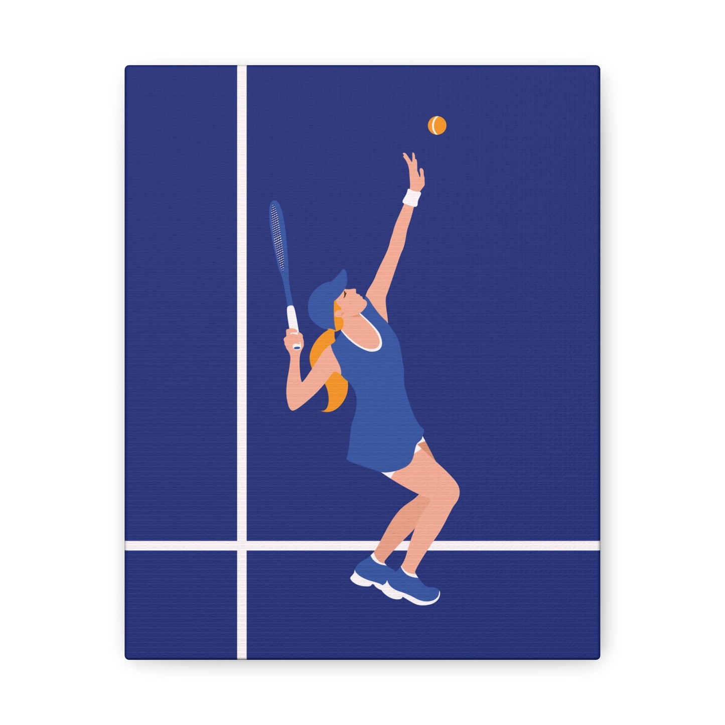 Tennis Player Blue Art Sports Team Classic Art Canvas Gallery Wraps