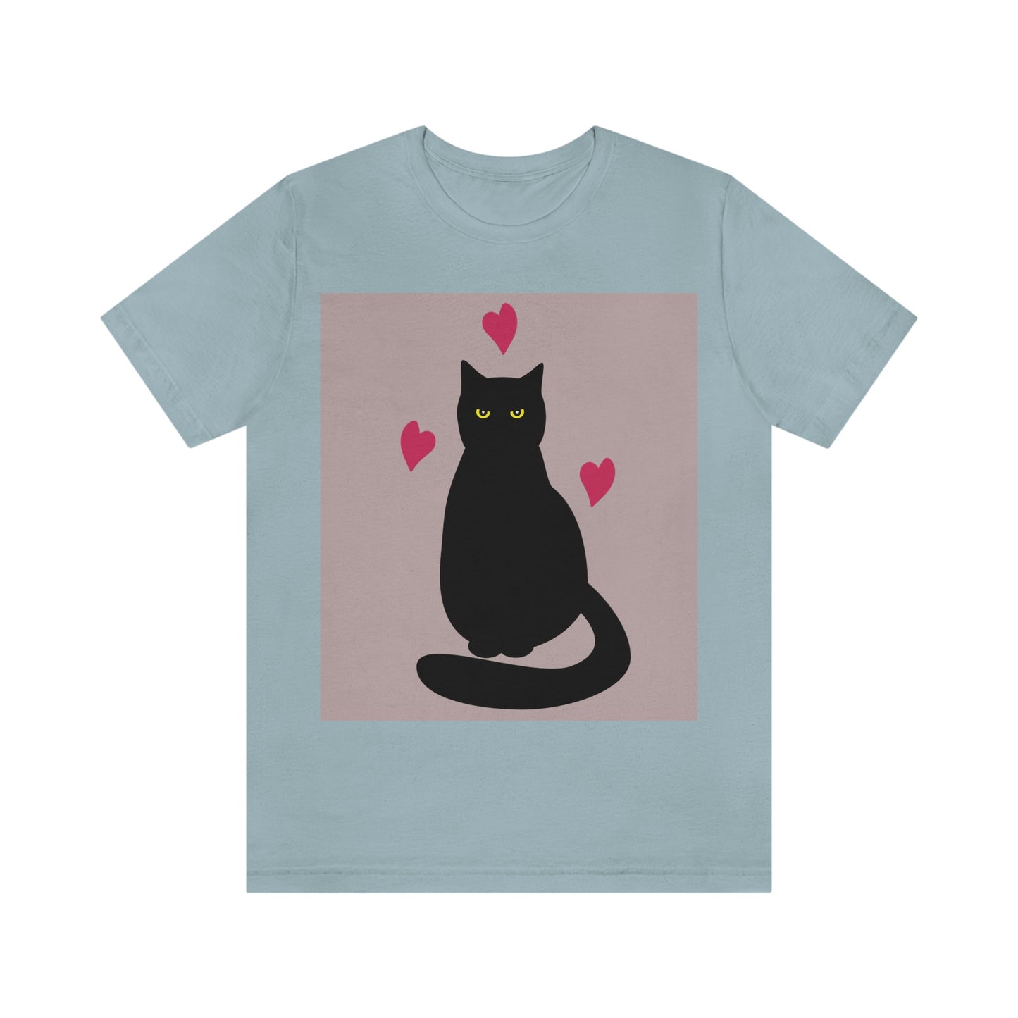 Black Cat with Heart Love Unisex Jersey Short Sleeve T-Shirt