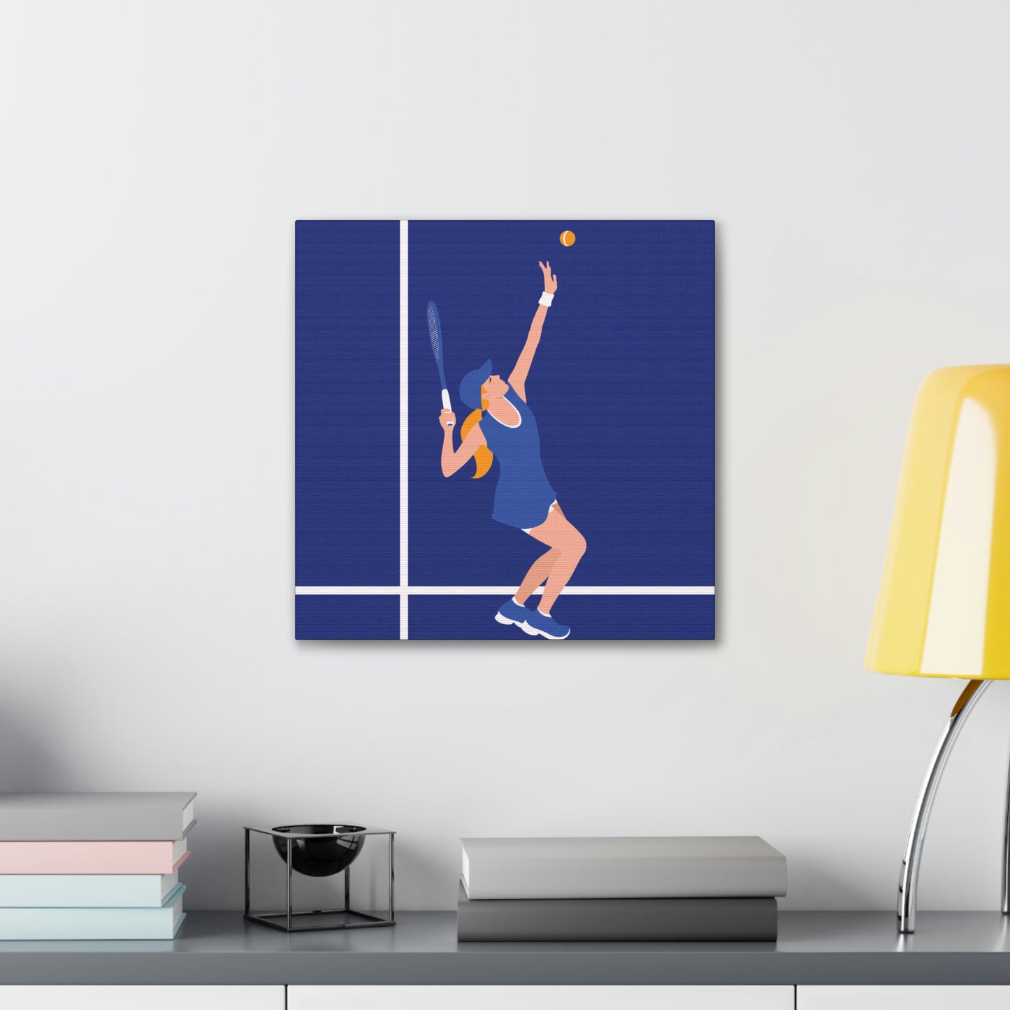 Tennis Player Blue Art Sports Team Classic Art Canvas Gallery Wraps