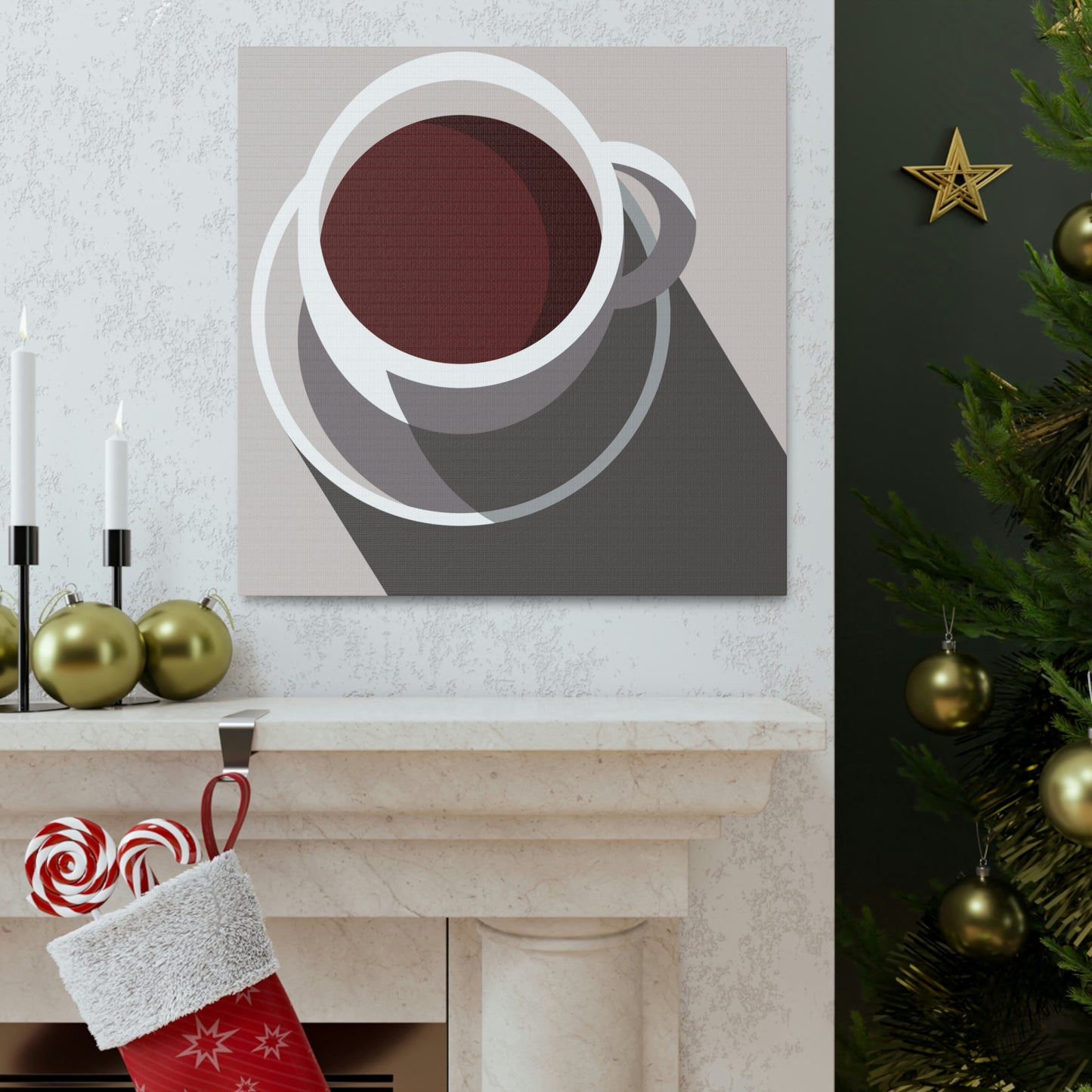 Cup Of Coffee Minimal Art Aesthetic Beige Aesthetic Classic Art Canvas Gallery Wraps