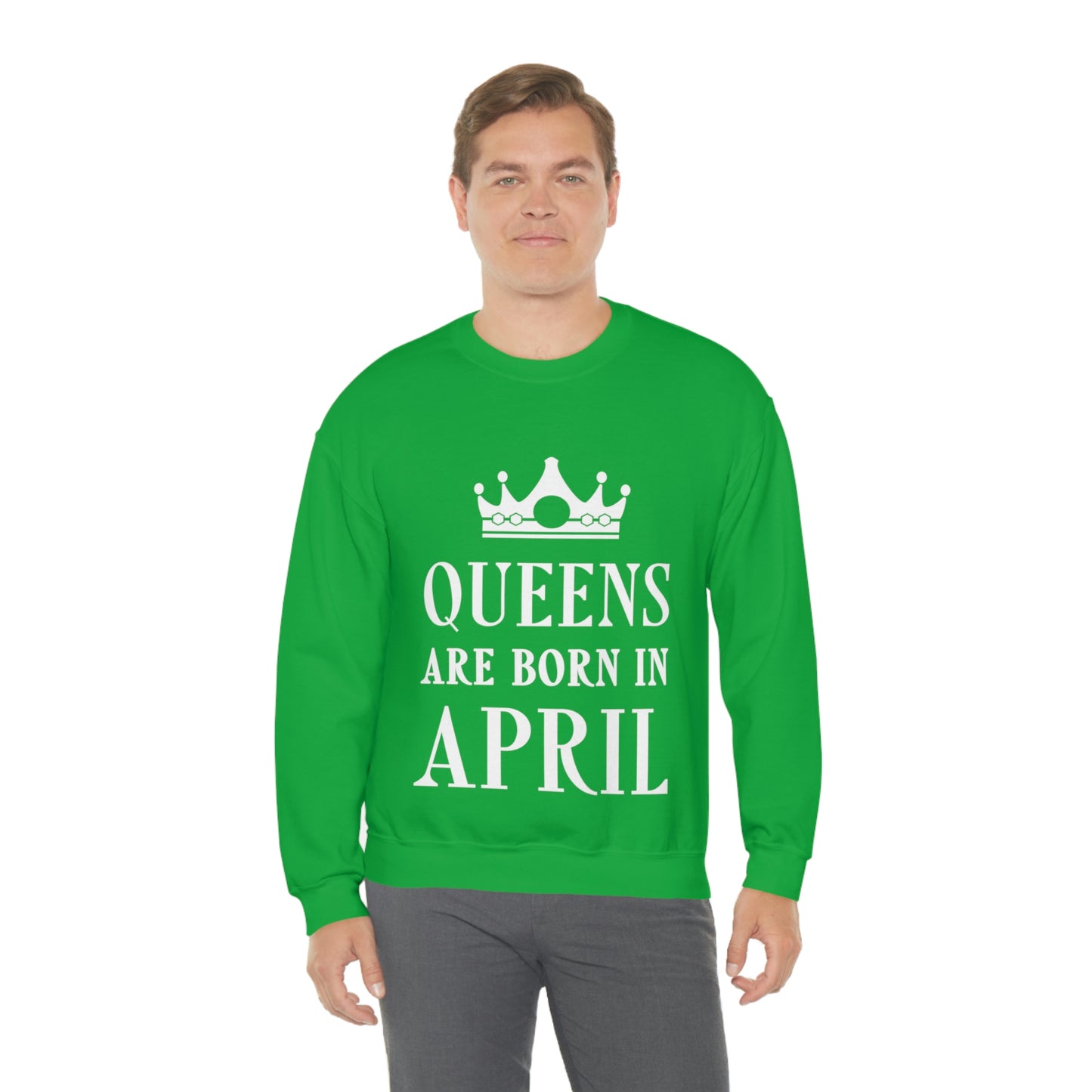 Queens Are Born in April Happy Birthday Unisex Heavy Blend™ Crewneck Sweatshirt