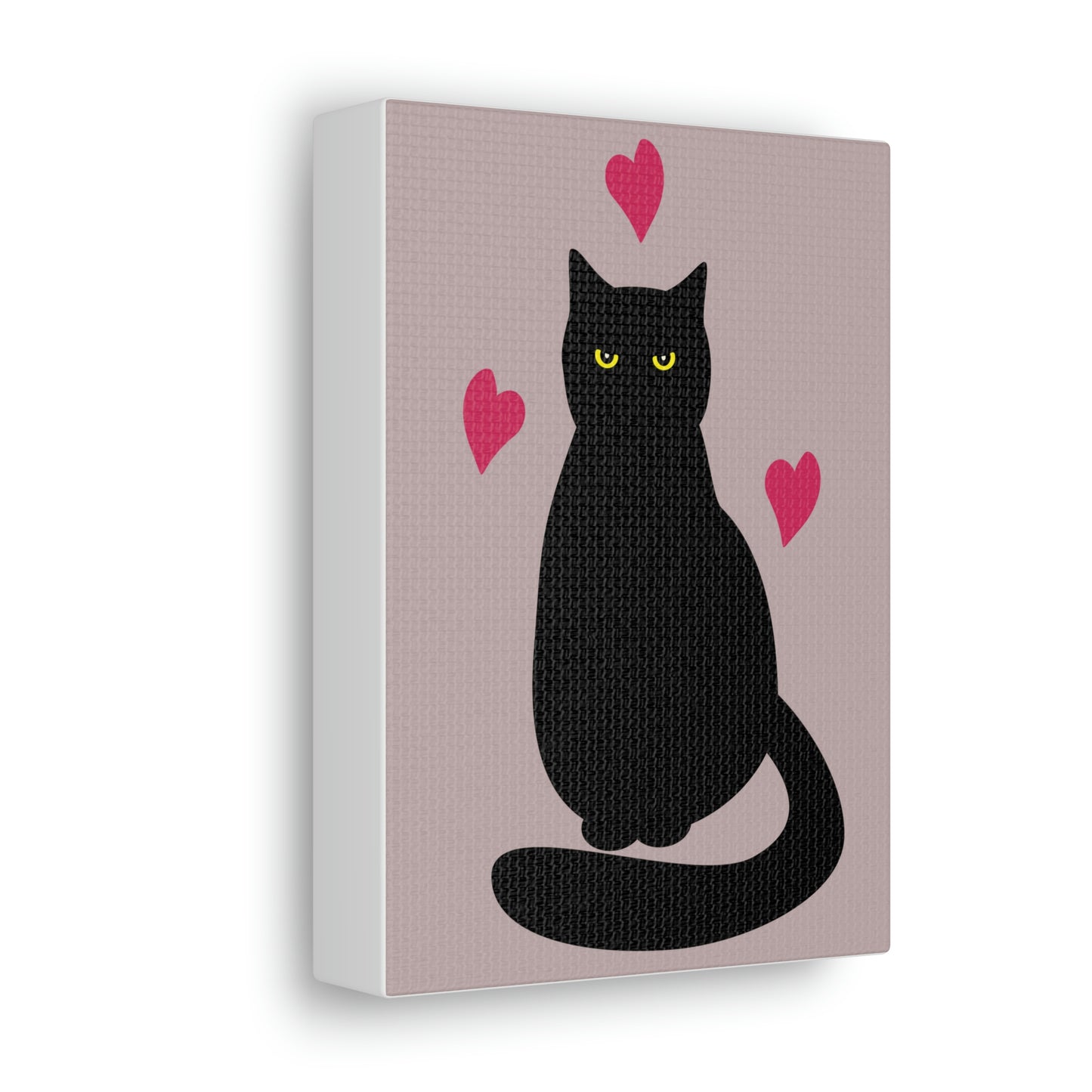 Black Cat with Heart Love Aesthetic Classic Art Canvas Gallery Wraps