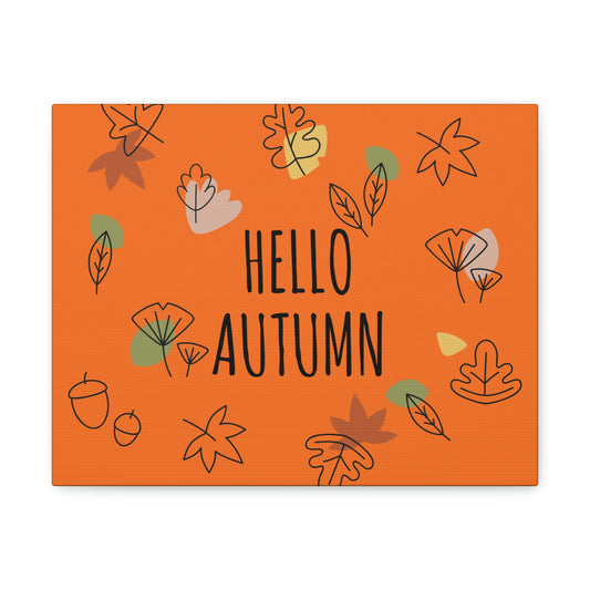 Hello Autumn Minimal Natural Graphic Aesthetic Classic Art Canvas Gallery Wraps