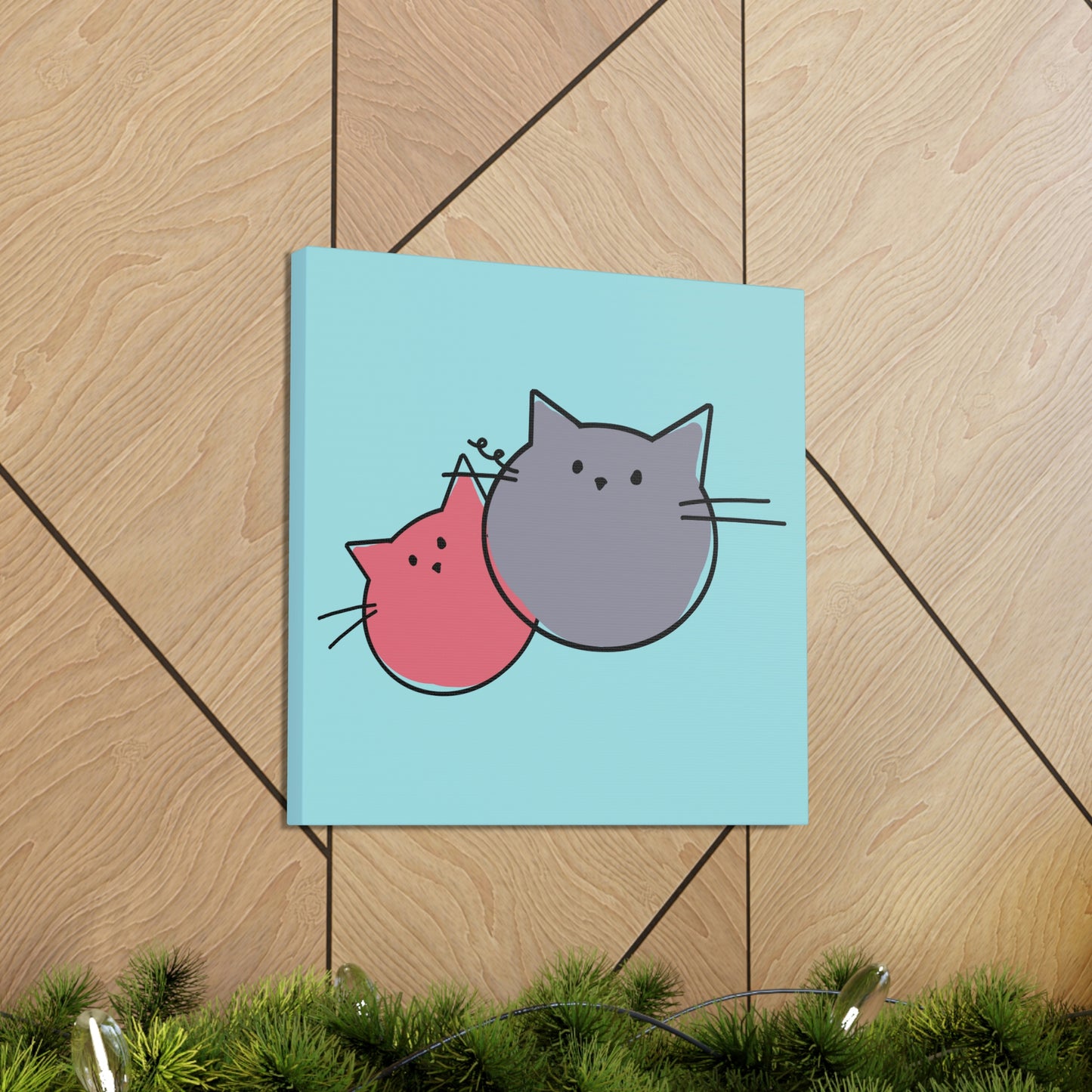 Funny Cartoon Cats Anime Meme Kawaii  Aesthetic Classic Art Canvas Gallery Wraps